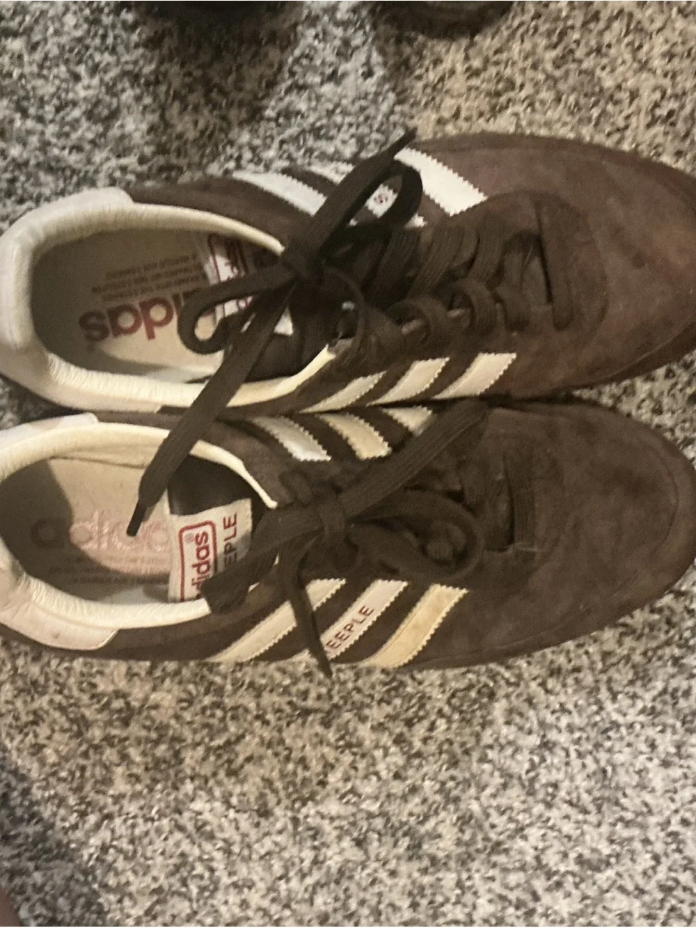 adidas Brown Suede Sneakers with Cream Stripes Steeple